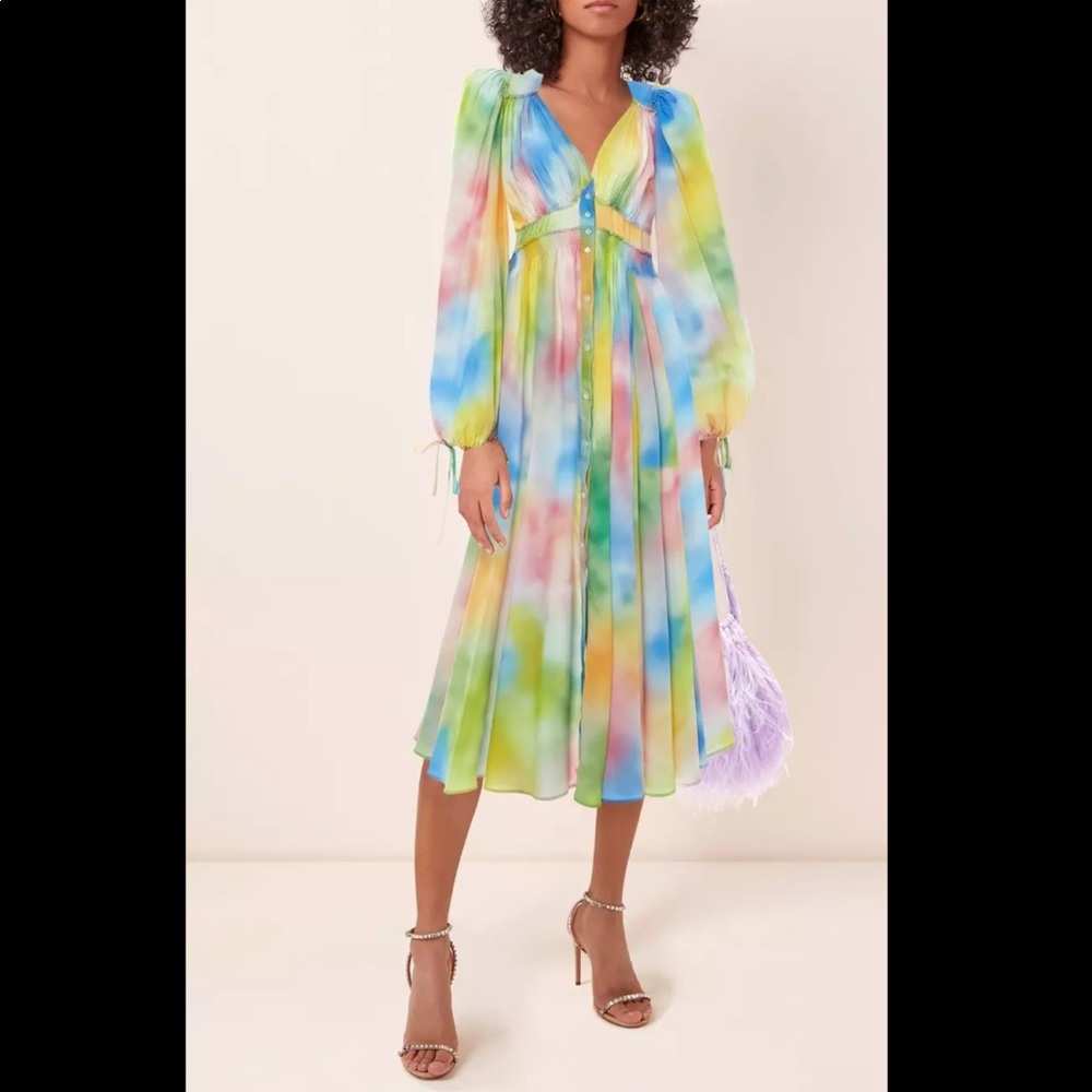 The Attico Tie-Dye Crepe De Chine Midi Dress